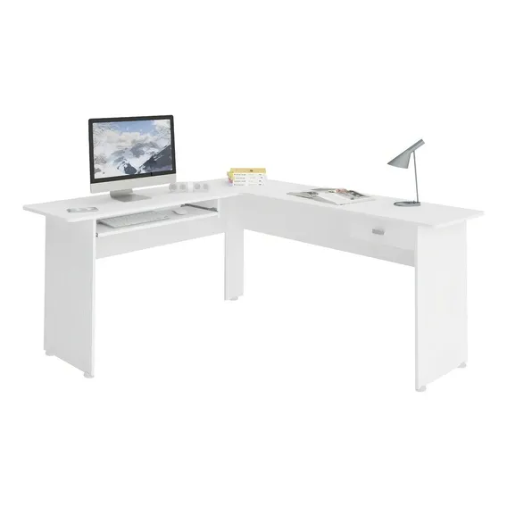 Mesa Para Escrit贸rio 1 Gaveta Cannes Artely Branco Gi Foto 1