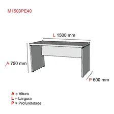 Mesa Para Escrit贸rio 150cm X 60cm Pe40 Pandin M贸veis聽 Wt Foto mini 2