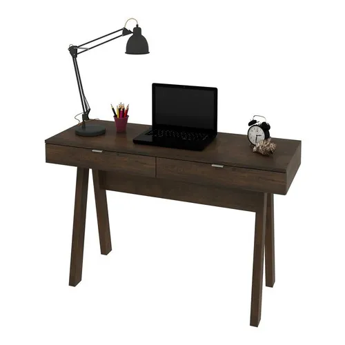 Mesa Para Escritório 2 Gavetas Me4128 Rústico - Tecno Mobili Foto 1