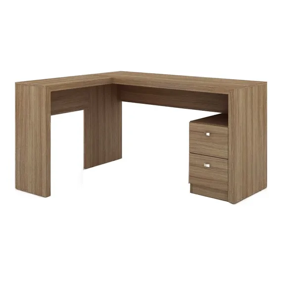 Mesa Para Escritório 2 Gavetas Me4129 Amêndoa - Tecno Mobili Foto 1