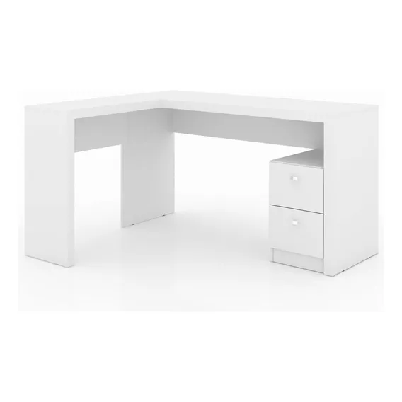Mesa Para Escritório 2 Gavetas Me4129 Branco - Tecno Mobili Foto 1