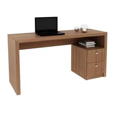 Mesa Para Escrit贸rio 2 Gavetas Tecno Mobili Amendoa Bc Foto mini 1