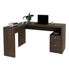 Mesa Para Escritório Em L 2 Gavetas Me4129 Tecno Dj Cor Rústico Foto mini 2