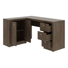 Mesa Para Escritório Em L Com 3 Gavetas E Armários Wt Foto mini 4