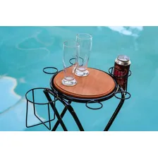 Mesa Petisqueira Ferro E Madeira Porta Cerveja Cor Preto Foto mini  3