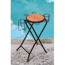 Mesa Petisqueira Ferro E Madeira Porta Cerveja Cor Preto Foto mini  2