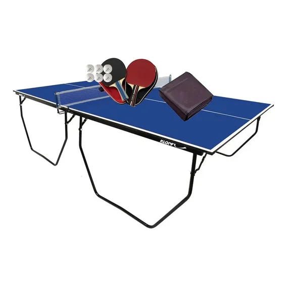 Mesa Ping Pong Mdf 15mm 1009 Klopf + 2 Kits 5093 + Capa Slim Cor Azul Foto 1