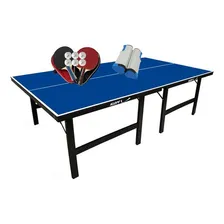 Mesa Ping Pong Mdp 18mm 1002 Klopf + 2 Kits 5093 + Rede 5096 Cor Azul Foto mini 2