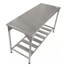 Mesa Plana Trabalho Açougue 100% Inox 304 1,50x0,60 Foto mini 1