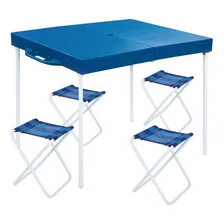 Mesa Prática Com Banquetas Camping Em Forma De Maleta Mor Cor Azul Foto mini 1