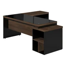 Mesa Presidente L Completa 1,72x1,60m + Gavet 40mm + Vidro! Cor Ameixa Foto  mini 1