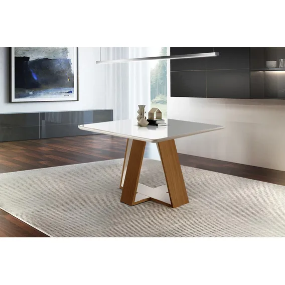 Mesa Quadrada 4 Lugares Tampo Com Vidro/laca Foto 1