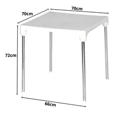 Mesa Quadrada Desmontável 70x70x72cm Cromo Colors Branca Cor Branco Foto mini  3