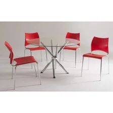Mesa Redonda Com Tampo De Vidro 4800 Unimóvel Cromado Gg Foto mini  2