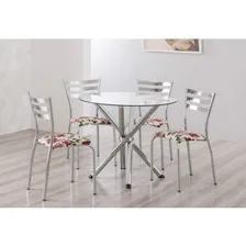 Mesa Redonda Com Tampo De Vidro 4800 Unimóvel Cromado Gg Foto mini  3
