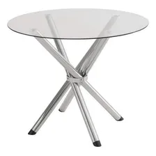 Mesa Redonda Com Tampo De Vidro 4800 Unimóvel Cromado Gg Foto  mini 1