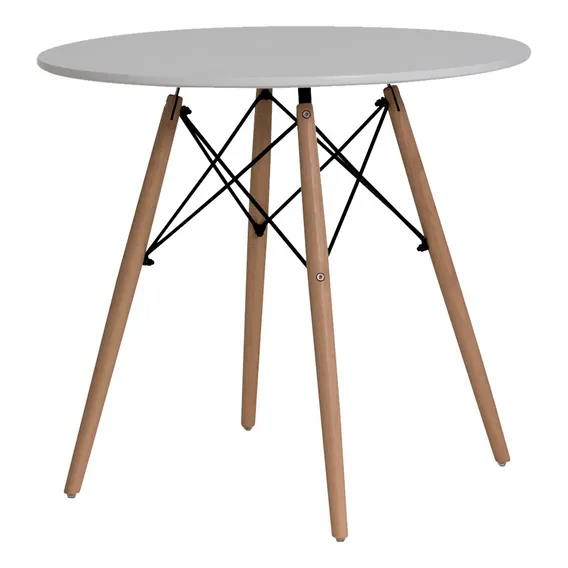 Mesa Redonda De Jantar Cozinha Eames Eiffel 110cm 6 Lugares Cor da tampa Mesa Redonda Jantar Eames Eiffel Branco Foto 1