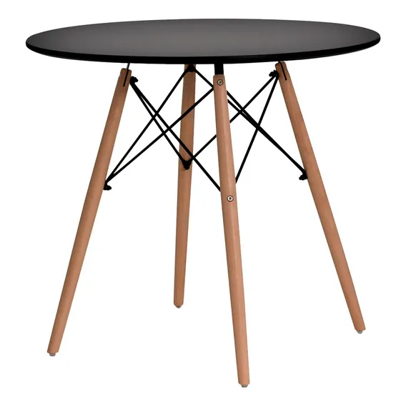 Mesa Redonda De Jantar Cozinha Eames Eiffel 110cm 6 Lugares Cor da tampa Mesa Redonda Jantar Eames Eiffel Preto Foto 1