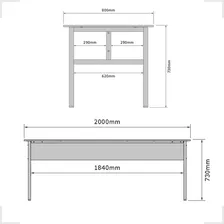 Mesa Refeit贸rio 8 Lugares 2,00x80 Escolar Empresa Industrial Cor Cristal Foto mini 2