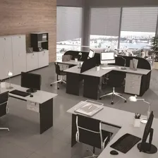 Mesa Reta Escrit贸rio New City Cinza Com Preto Web Office Foto mini 3