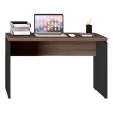 Mesa Reta Para Escritorio Pe 40 Pandin Móveis 150x60 Walnut Cor Preto Foto mini  2