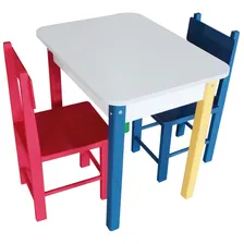 Mesa Retangular Infantil Colorida Com 2 Cadeiras - Madeira Foto mini 1