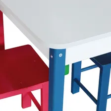 Mesa Retangular Infantil Colorida Com 2 Cadeiras - Madeira Foto mini 2