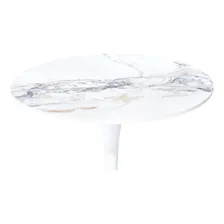 Mesa Saarinen Tulipa Redonda Mármore Artificial 80cm Branco Foto mini 2