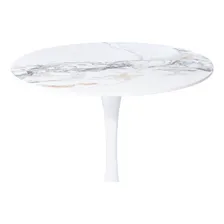 Mesa Saarinen Tulipa Redonda Mármore Artificial 80cm Branco Foto mini 3