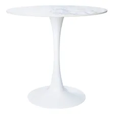 Mesa Saarinen Tulipa Redonda Mármore Artificial 80cm Branco Foto mini 1