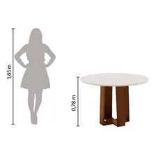 Mesa Sala De Jantar 4 Cadeiras Redonda 1,03m Cedro/off White Foto mini 3