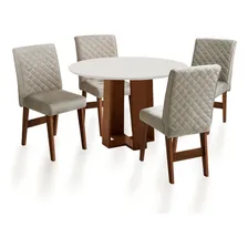 Mesa Sala De Jantar 4 Cadeiras Redonda 1,03m Cedro/off White Foto mini 1