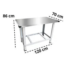 Mesa Serviço Bancada Industrial Aço Inox Paneleiro 120x70 Kenok MS120 Foto mini 3