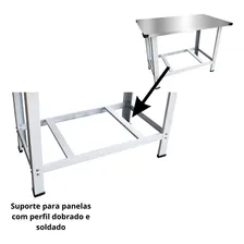 Mesa Serviço Bancada Industrial Aço Inox Paneleiro 120x70 Kenok MS120 Foto mini 4