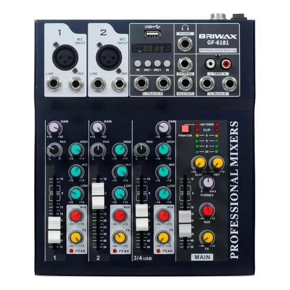 Mesa Som 4 Canais Dj delay repeat Bluetooth Usb Phantom Power 48v 110V/220V Foto 1
