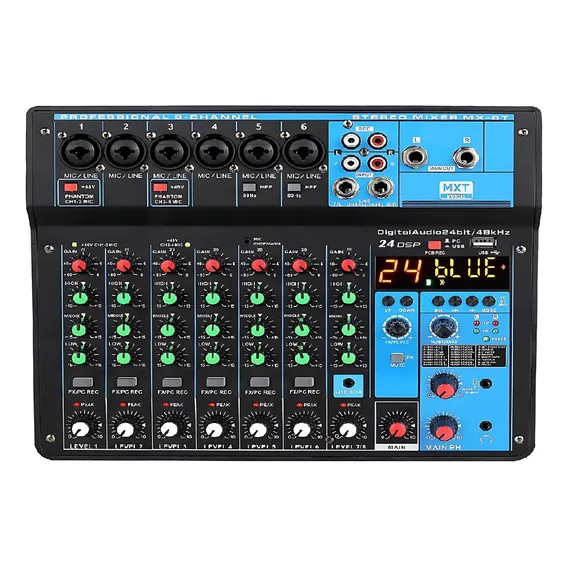 Mesa Som 8 Canais Digital Amplificada Profissional Led Mxt 110v/220v Foto 1