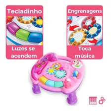 Mesinha Atividades Infantil Didática Mesa Bebe Interativa Cor Rosa Foto mini 3