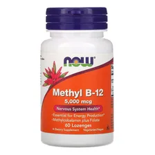 Methyl B12 Metilcobalamina 5000mcg 60 Caps Sublingual - Now Sabor Without flavor Foto  mini 1