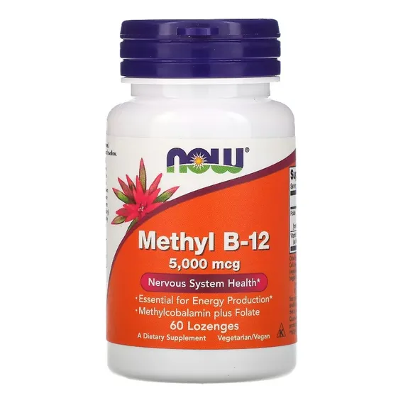 Methyl B12 Metilcobalamina 5000mcg 60 Caps Sublingual - Now Sabor Without flavor Foto 1