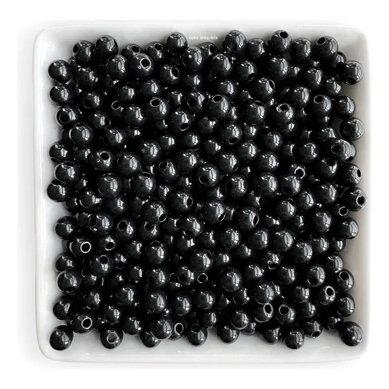 Miçanga Bola 6 Mm Com Furo Passante Bijuteria Cores Cor Preto Foto 1