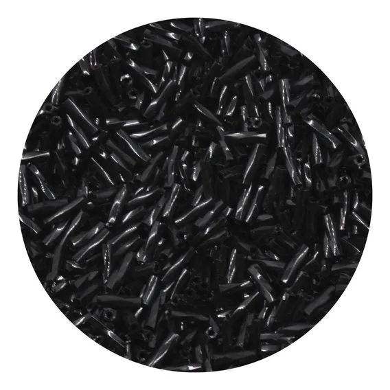 Miçanga Canutilho Torcido Bijuteria Com 6mm - Pacote De 500g Comprimento 6 Mm Cor Preto - Canutilho Torcido Diâmetro 3 Mm Foto 1