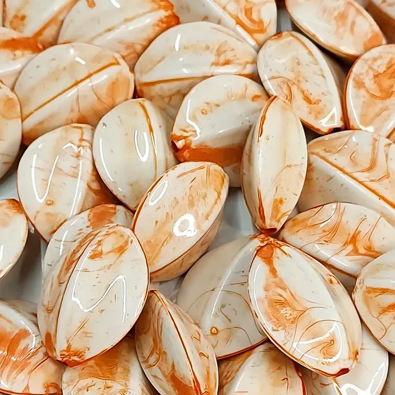 Miçanga Marmorizada 037k Branco/laranja 100g Cor Laranja Foto 1