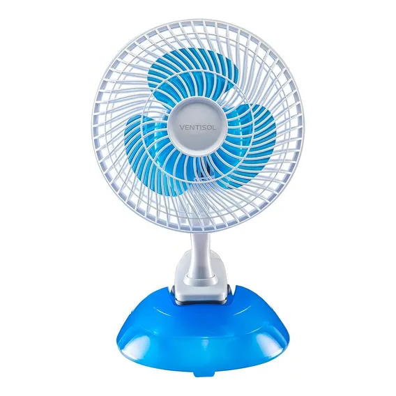 Micro Ventilador 20cm Mini 127v Ventisol Estrutura Branco Pás Azul Foto 1