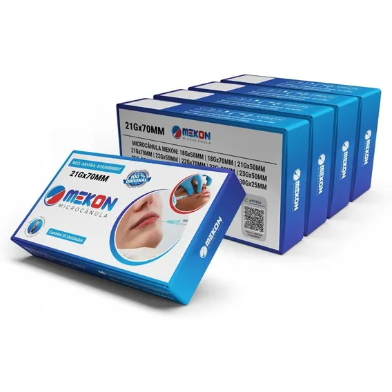 Microcânulas Preenchimento Facial Mekon 21gx70mm Cx50un Foto 1