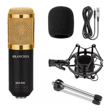 Microfone Condensador Prof Bm800 Estúdio+ Shock +pop Filter Cor Preto e dourado Foto  mini 1