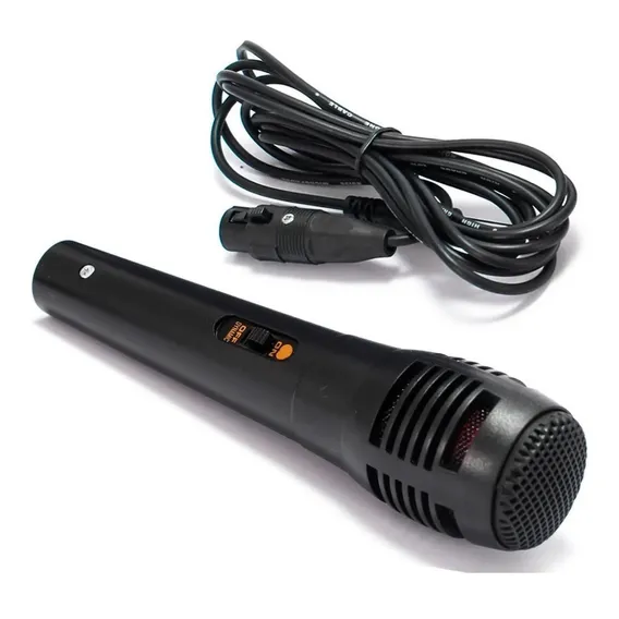 Microfone Dinâmico Cabo Caixa De Som Karaokê P10 Cor Preto Foto 1
