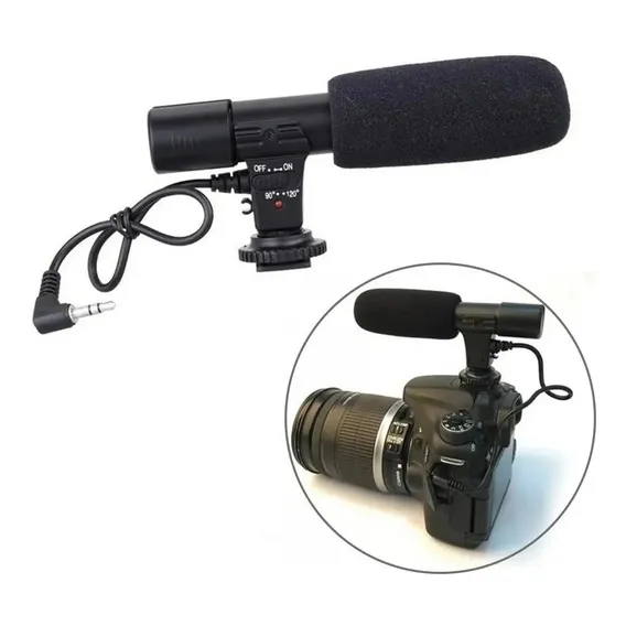 Microfone Direcional Camera Canon Nikon Sony Mic Cor Preto Foto 1