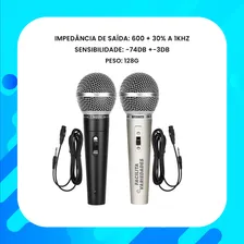Microfone Duplo Karaoke Igreja Bar Com 2 Cabos Cor Prateado Foto mini 3
