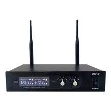 Microfone Duplo Profissional Uhf Sem Fio Bat Recarregavel Foto  mini 1