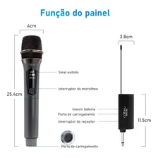 Microfone Duplo Sem Fio Profissional Uhf Digital Bateria Top Foto mini  3